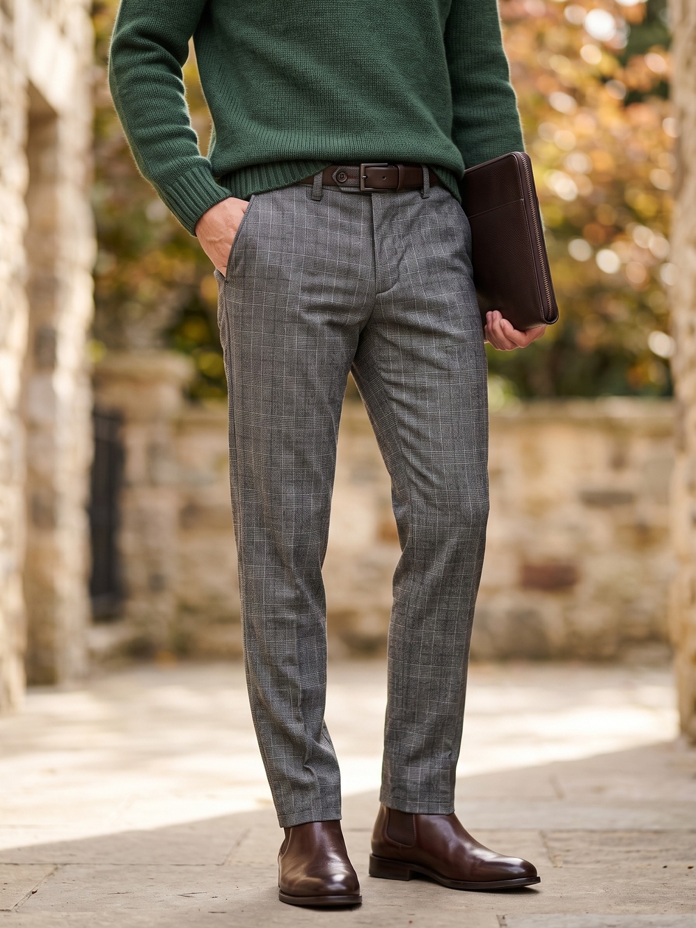 Ted Baker Grey Plaid Quiet Luxury Dark Academia Mens Tailored Dress Pants
